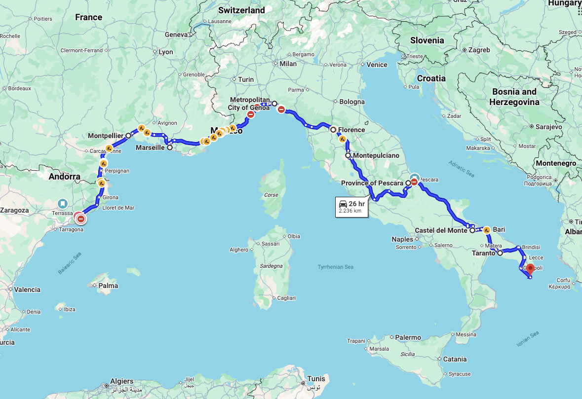 Carretera hasta Taranto 2025.